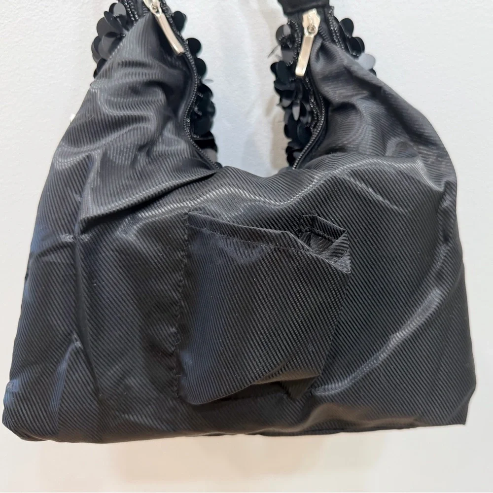 Black Sequin Shoulder Bag - Party Evening Handbag - Y2K Glam